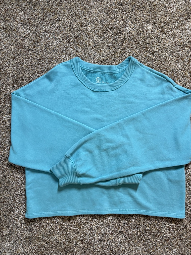 Gilly Hicks Light Teal Blue Cropped Sweatshirt Size Small